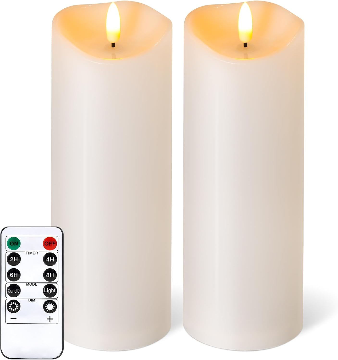 Outdoor Flameless Candles with Remote Timer - Waterproof Realistic Flickering LED Pillar Electric Battery Operated Fake Candle for Holiday Home Wedding Fireplace Decor - Ivory White 3 Pack (4”6”8”)