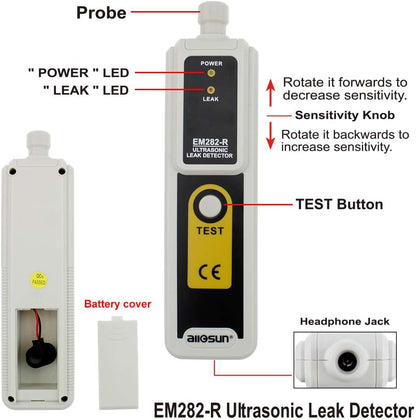 allsun Ultrasonic Leak Detector Kit, 40kHz HVAC & Automotive Leak Tester | Find air and vacuum leaks faster with 40kHz ultrasonic detection for HVAC, automotive and sealed system testing