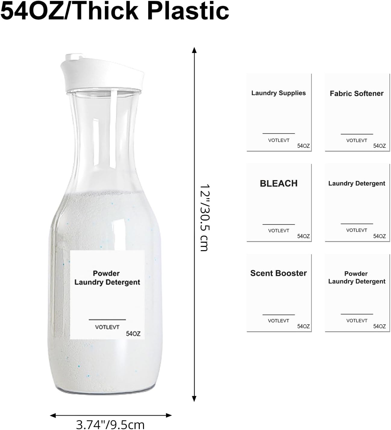 54 OZ Laundry Detergent Dispenser, Laundry Soap Dispenser, Liquid Laundry Detergent Container and Organizer, Clear Plastic Fabric Softener and Laundry Powder Dispenser for Laundry Room, 2Pack