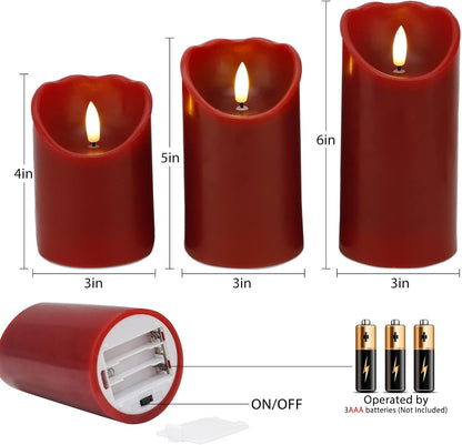 LUSHARBOR Flameless Candles with Remote, 3 Pack Battery Operated Candles Flickering Real Wax LED Fake Pillar Candles with Timer for Wedding Home Party, White