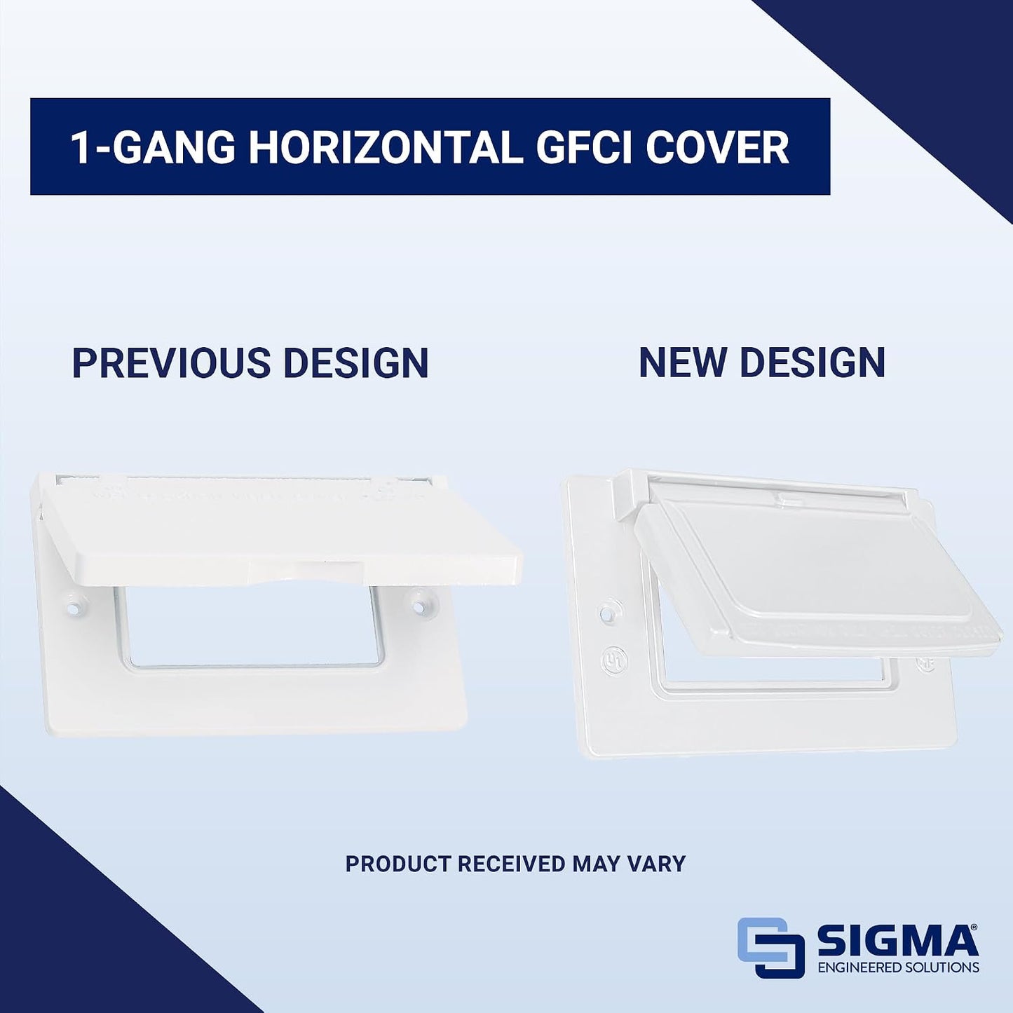 Sigma 14249WH Weatherproof 1-Gang Horizontal GFCI Receptacle Cover, White