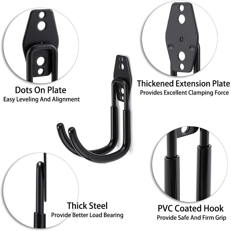 JUXYES Heavy Duty Wall Mounted Garden Pipe Reel Holder - Car and Cord Hanger, Pipe Reel Holder with Screws & Expansion Bolt (Black)