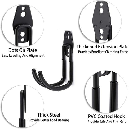 JUXYES Heavy Duty Wall Mounted Garden Pipe Reel Holder - Car and Cord Hanger, Pipe Reel Holder with Screws & Expansion Bolt (Black)