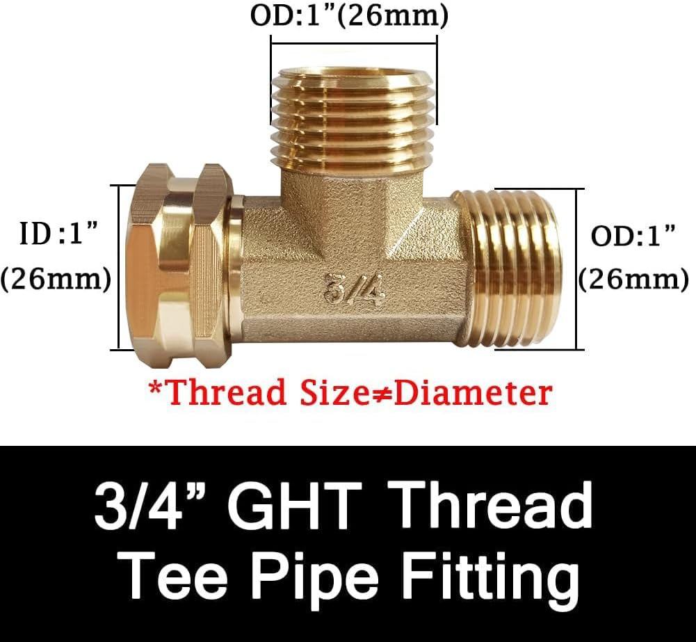 Joywayus 2PCS Brass 3/4" GHT Garden Hose Splitter Body Backyard 2 Way Y Shaped Swivel Connector Threaded Pipe Fitting Coupler Adapter with Washer