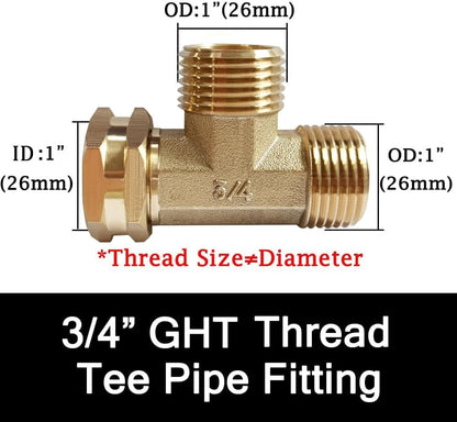 Joywayus 2PCS Brass 3/4" GHT Garden Hose Splitter Body Backyard 2 Way Y Shaped Swivel Connector Threaded Pipe Fitting Coupler Adapter with Washer