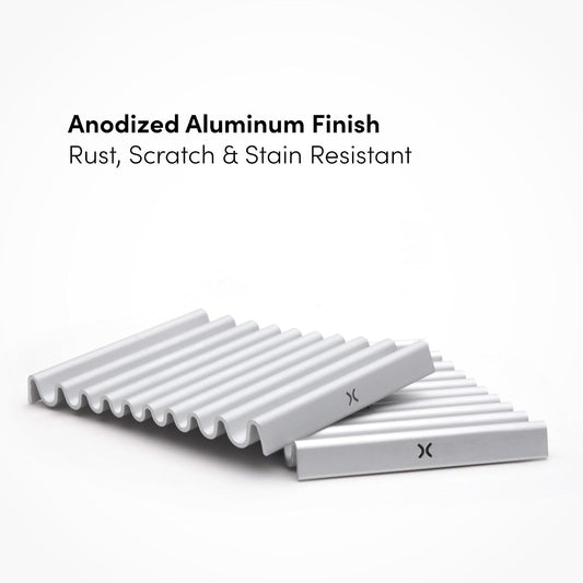 Xympo Aluminum Soap Dish (Pack of 2) – Rustproof Anodized Metal Soap Holder with Fast Drainage, Non-Slip Silicone Base, Modern Minimalist Design – Durable & Easy to Clean for Bathroom, Kitchen & Sink