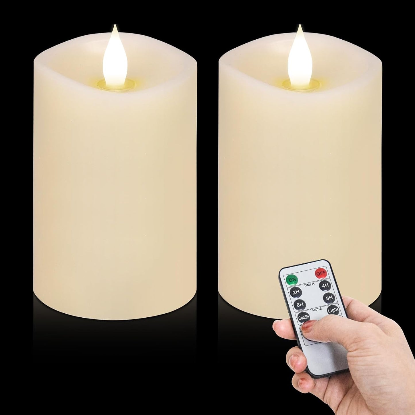 3x4 Flickering Flameless Candles Set of 3,Real Wax Pillar LED Candles,with Timer,4 inch Flameless Candles with Remote,for Party Wedding Holiday Home Decor,Ivory