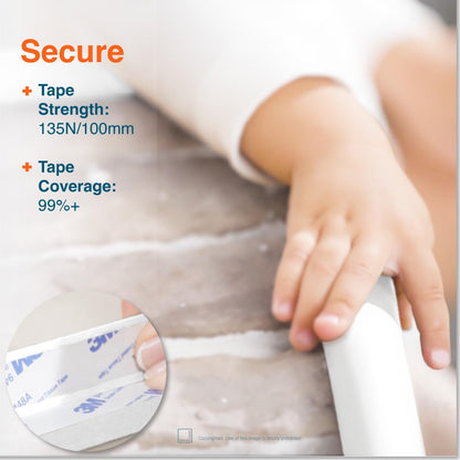 Roving Cove Slimfit Corner Edge Protector for Baby Proofing (Small 15ft Edge 4 Corners), Furniture Safety Bumper Guard, Soft NBR Rubber Foam, 3M Adhesive, Oyster White (Off White)
