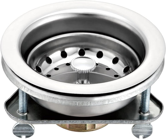 3.5" Kitchen Sink Deep Cup Drain Strainer with Rustproof Gasket | 304 stainless steel| Deep cup holds more debris| Leak-proof rubber gasket | Fit 3.5" standard kitchen sinks with mounting nut
