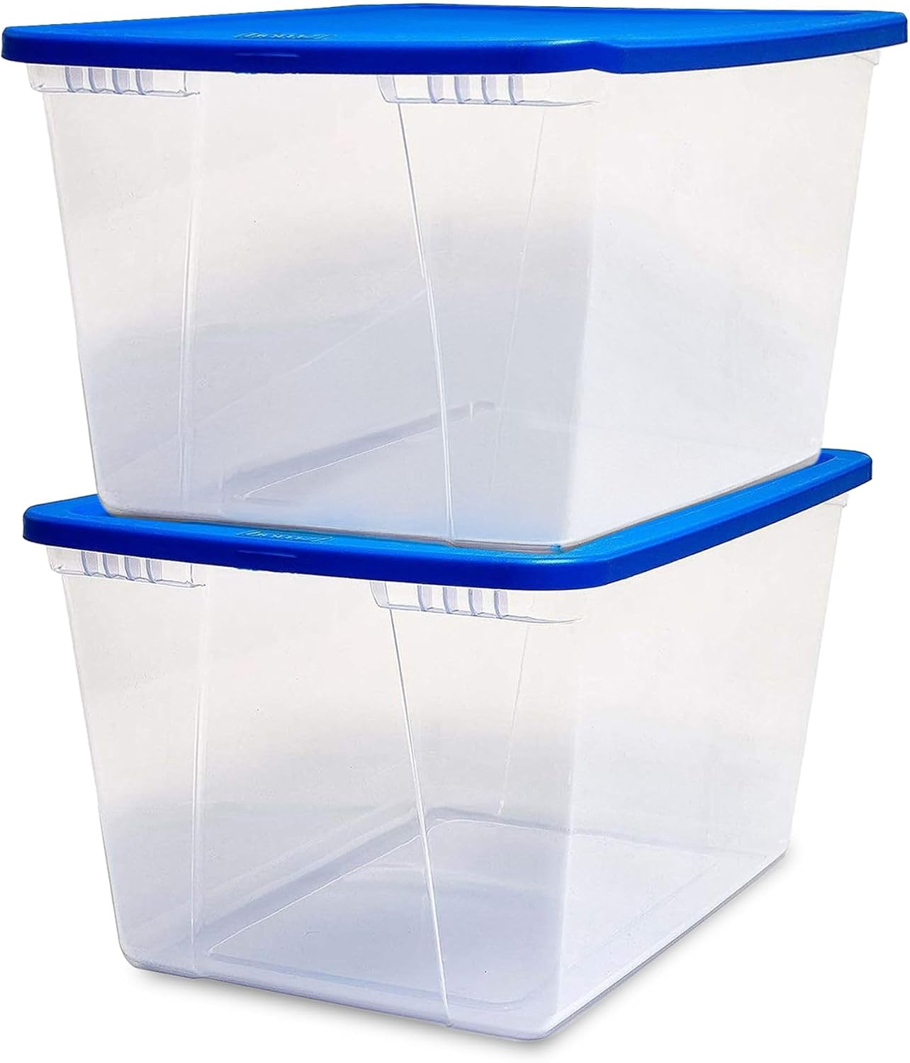 HOMZ 2-Pack Snaplock, Small Clear Plastic Storage Organizer Bins w/ Lids, 28 Quart, Gray - Stackable Container Boxes for Bedroom, Bathroom, Garage, and Office Organization