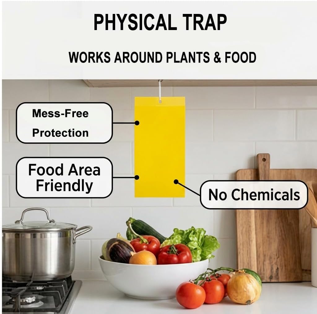 Yellow Sticky Traps 3.9"x7.8" 30 Pack – Dual-Sided High Adhesive Fruit Fly Trap for House Plants, Indoor & Outdoor Gnat Trap for Fungus Gnats, Fruit Flies, Whiteflies –Ideal for Kitchen, Garden