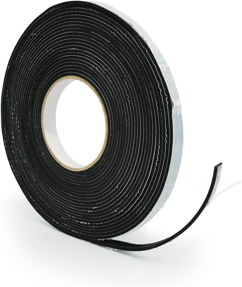 Alenor EPDM Black Foam Insulation Tape Self Adhesive 1/8"x1" x 50' Ft –Pack of 1- Weather Stripping for Doors & Windows,Soundproofing,Door Seal,Weatherstrip,Pipe Cooling,Air Conditioning Seal Strip
