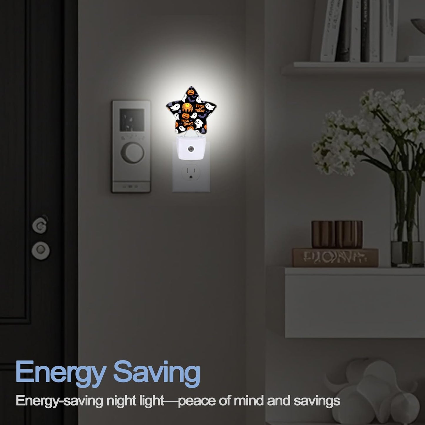 Lavender Butterfly Nightlight,Summer Flowers Star Night Lights Plug into Wall Decorations for Bedroom Bathroom,Dusk to Dawn Sensor Kitchen Hallway Stairs Energy Efficient Desk Lamp