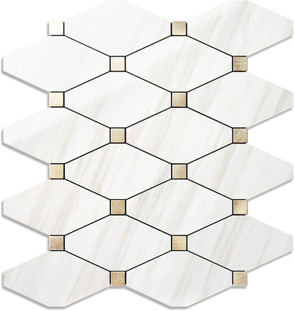 STICKGOO 10 Sheets Peel and Stick Backsplash, Polished Dolomite PVC Mixed Metal Gold Kitchen Backsplash, Stick on Backsplash Wall Tiles for Kitchen, Bathroom, RV
