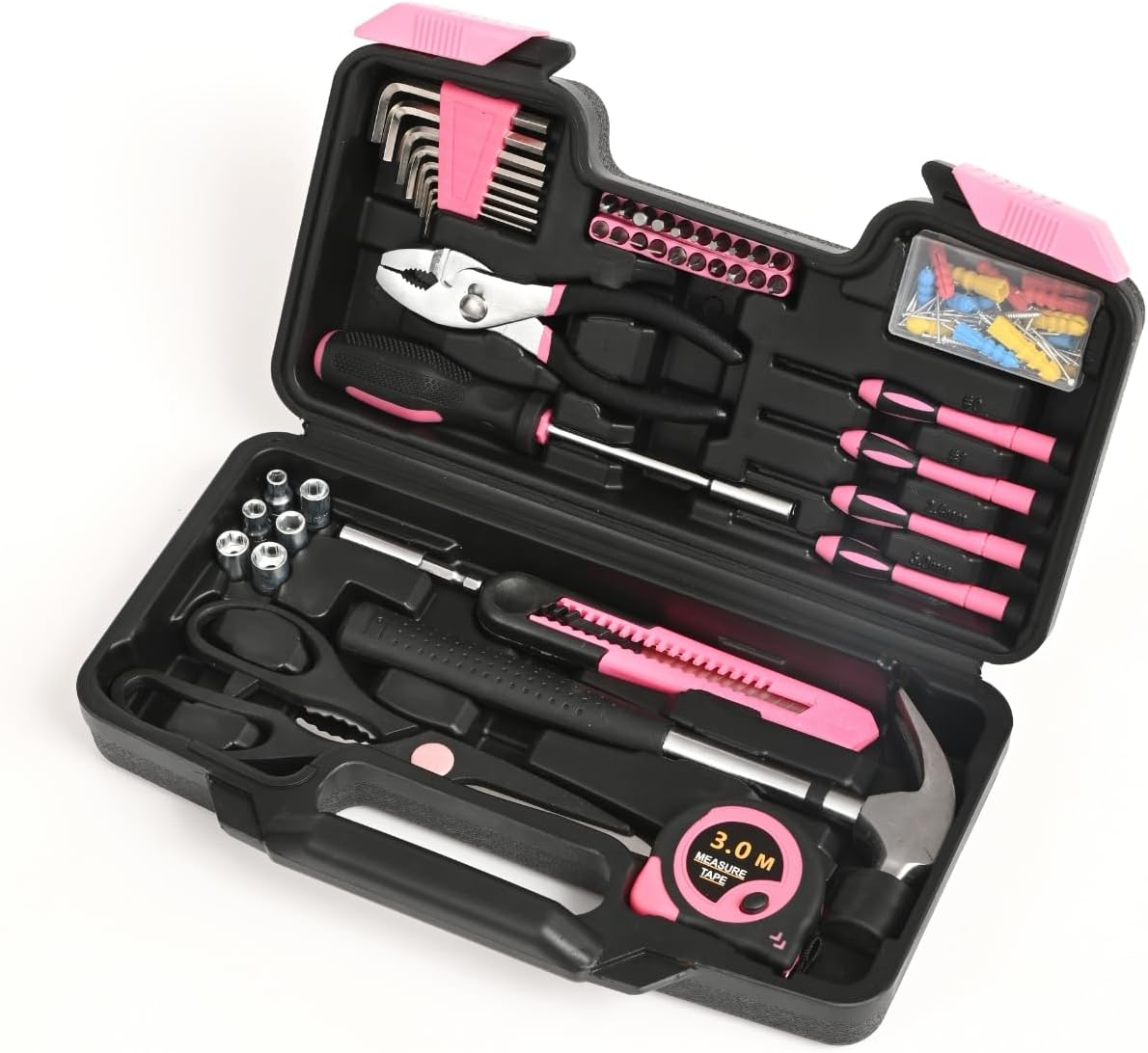 HANGYING 39-Piece Basic Household Tool Set with Toolbox Storage Case, Blue | Basic Home Tool Kit, Small Hand Tool Kit, General Home Repair, for Home Garage, Office, College Dormitory, Daily DIY Use