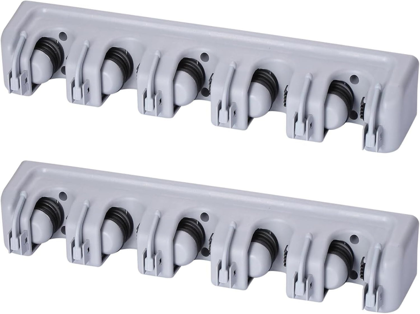 TOGU Mop and Broom Holder Wall Mounted 3 Position Storage Rack with 4 Retractable Hooks Holds up to 7 Tools Utility Weatherproof Holder for Garage Storage Systems Broom Organizer,Gray