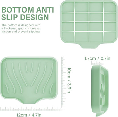Silicone Soap Dish with Drain, SAISN Kitchen Soap Tray for Shower 2 Pack Self Draining Soap Dish Soft Bathroom Soap Holder for Kitchen Sink Flexible Portable Soap Saver, White
