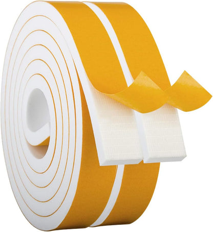 ToLanbbt White Door Window Weather Stripping Self Adhesive Foam Tape High Density Foam Sealing Strip Window Insulation Weatherproof Gasket Tape for Doors and Windows (1/2" W X 1/8" T X 16.5')