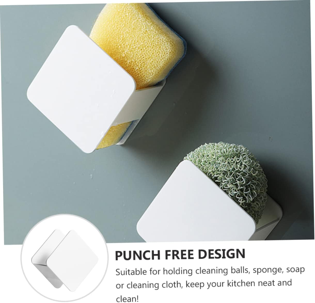 Unomor 2pcs Self Draining Sponge Holder Wall-mounted Dishcloth Rack Cleaning Cloth Storage Rack for Kitchen