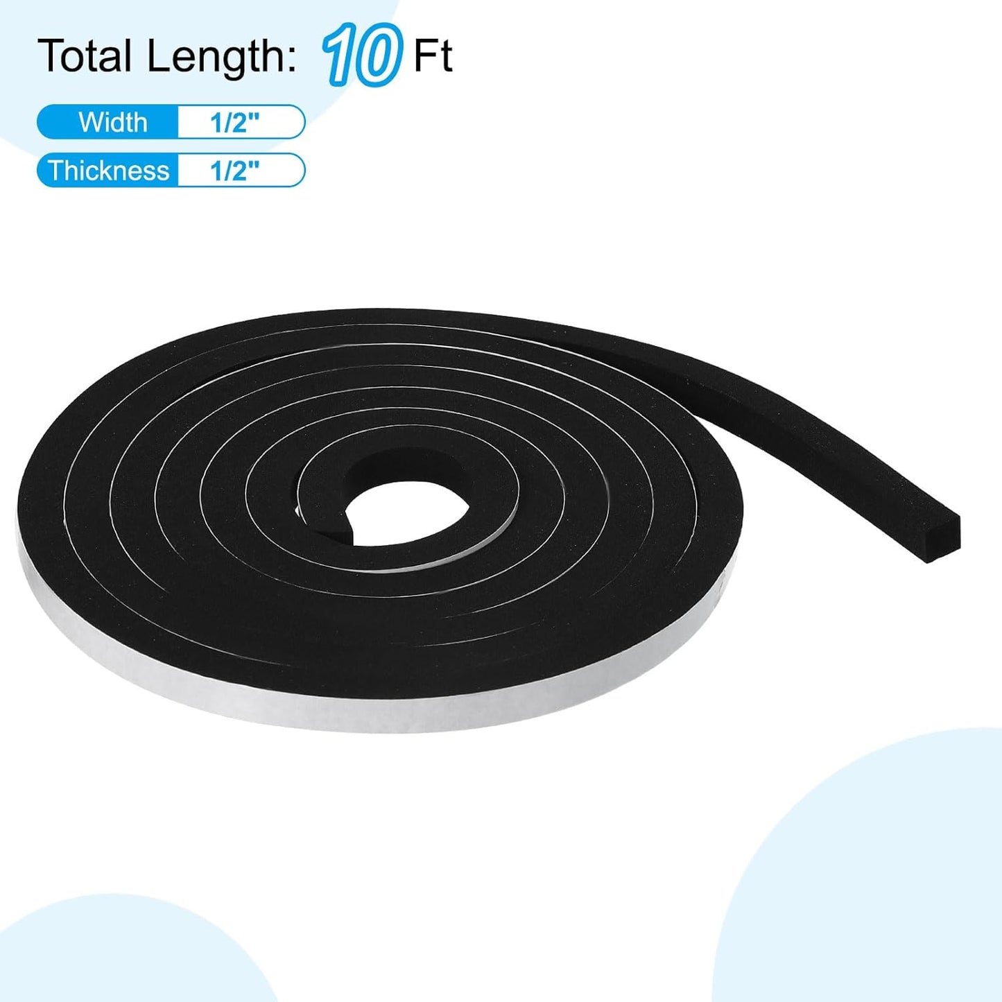 PATIKIL Weather Stripping Door Seal Strip, 3/8 Inch x 1/4 Inch x 32 Ft Self Adhesive Soundproof High Density Foam Tape Insulation for Door Window Air Conditioning, White - Colors A