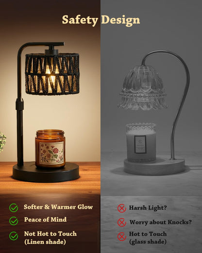 Candle Warmer Lamp with Timer Dimmer, Height Adjustable Modern Farmhouse Candle Warmer, Electric Candle Lamp Warmer with 2 Bulbs, Birthday Gifts for Women Mom, Gift for Home Decor