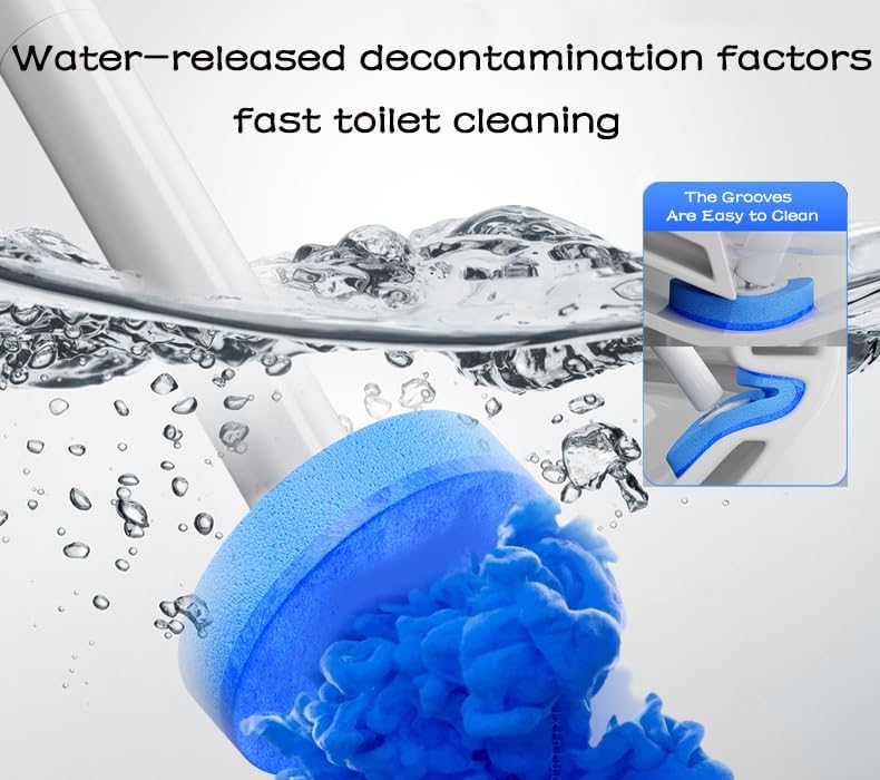 Disposable Toilet Brush with 40 Refill Heads and Holder– Includes Storage Caddy&Toilet Bowl Wand, Wall-Mount Scrubbing Toilet Brush Bathroom Cleaning Kit (1 Wand+40 Refills)