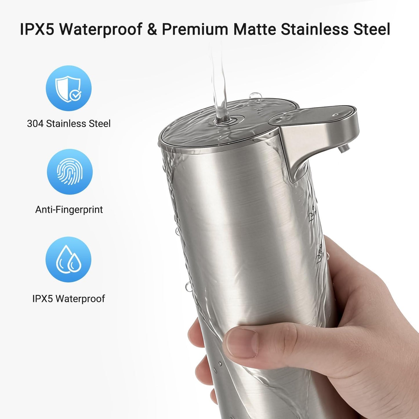 LAOPAO Automatic Soap Dispenser Foaming: Rechargeable Touchless Soap Dispenser Stainless Steel Foam Soap Dispenser for Bathroom Hand Soap Pump for Kitchen Xmas Gift, 9oz, White