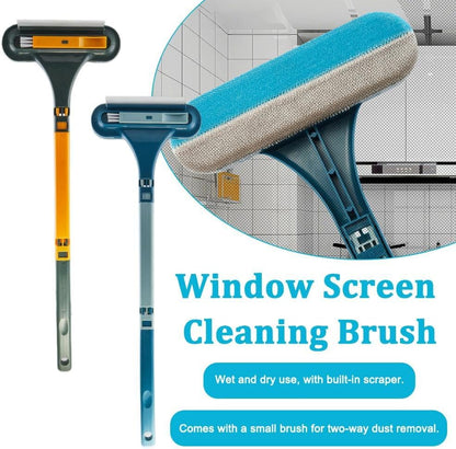 Window Screen Cleaning Brush, Double Sided Window Cleaning Brush and Scraper, Mesh Screen Cleaner,Multi-Purpose CleaningBrush for Patio, Door, Porch Screens