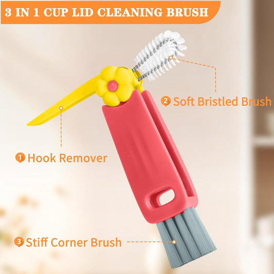 Wanme 3 in 1 Cup Lid Gap Cleaning Brush Set, Multifunctional Bottle Cleaning Brush, Cup Lid Gap Cleaner, Home Kitchen Crevice Brush Tools