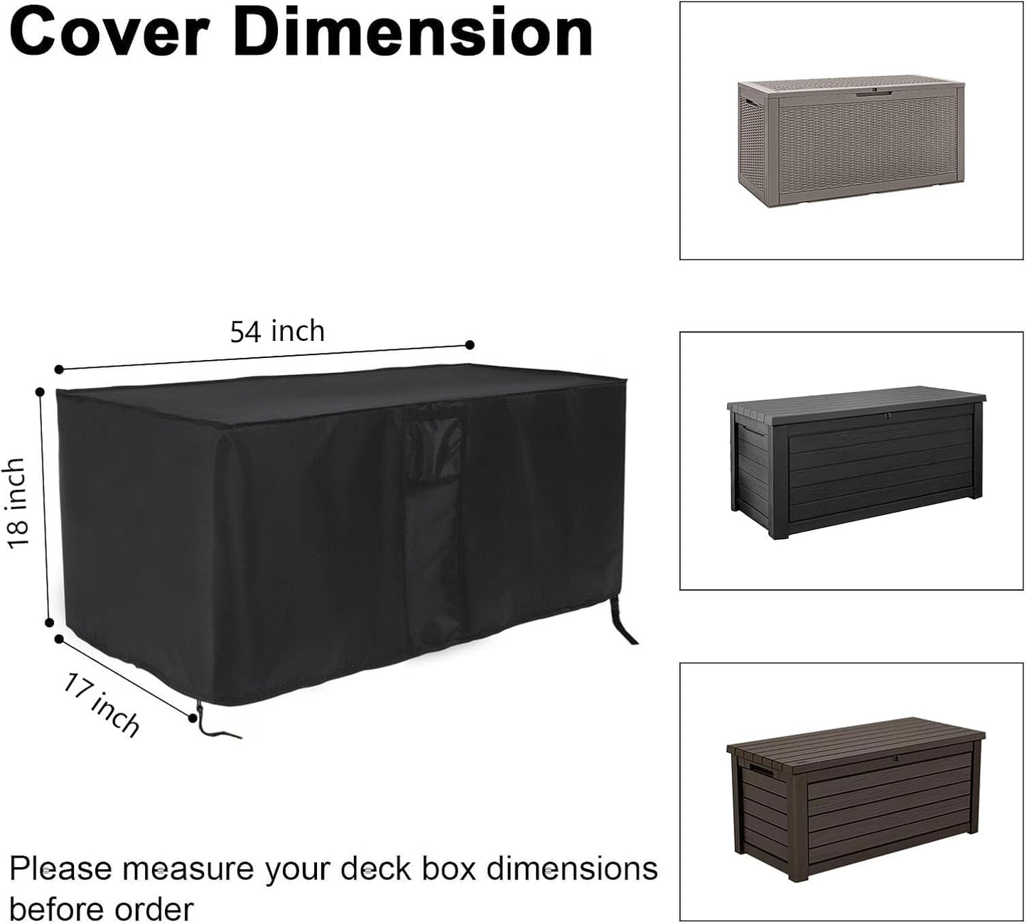 Outdoor Storage Box Cover for Keter XXL 230 Gallon Plastic Deck Storage Container Box,Waterproof Patio Storage Box Covers - 58 x 33 x 34 Inch