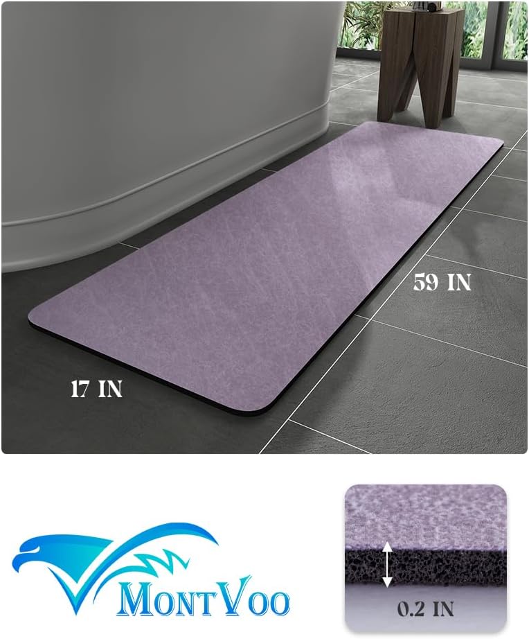MontVoo -Bath Mat-Rubber Backing Non SlipThin Bathroom Rugs Fit Under Door- Quick Dry Absorbent Faux Suede Surface Grey Bathroom Floor Mats-Shower Rug for in Front of Bathtub Shower Gray 16x24