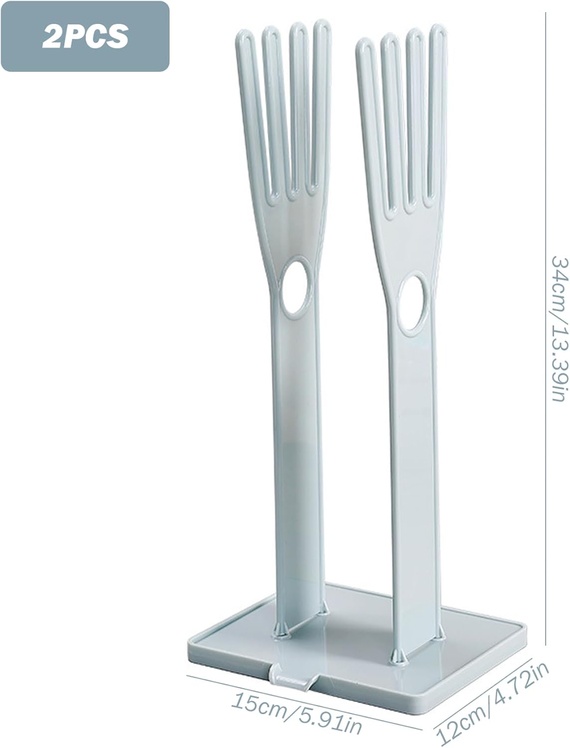 Rubber Glove Holder Glove Holder 2 Sets Plastic Drying Rack with Towel Storage Hole, Drain Outlet and Detachable Base for Kitchen Countertop or Sink