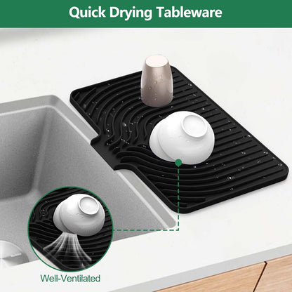 GUUKIN Sponge Holder for Kitchen Sink, Sink Caddy and Soap Tray | 10x4 inch Kitchen Sink Organizer | Compatible with Scrub Daddy, Kitchen Sink Accessories (Grey)