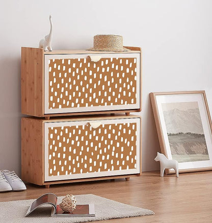 HAOKHOME Peel and Stick Wallpaper Boho Modern Dots Wall Paper Removable for Bathroom Caramel/White Contact Paper 17.3in x 9.8ft