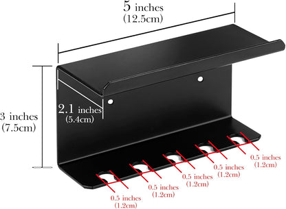 Linkidea Wall Mounted Toothbrush Holder for Shower, Self-Adhesive 5 Slots Brush and Toothpaste Organizer Hanger Compatible with Colgate Extra Clean, Oral-B CrossAction Toothbrush(Black)