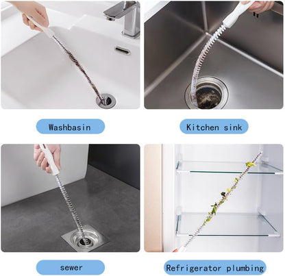 Sink Drain Overflow Cleaning Brush, Household Sewer Hair Catcher, 17.8 inch, White