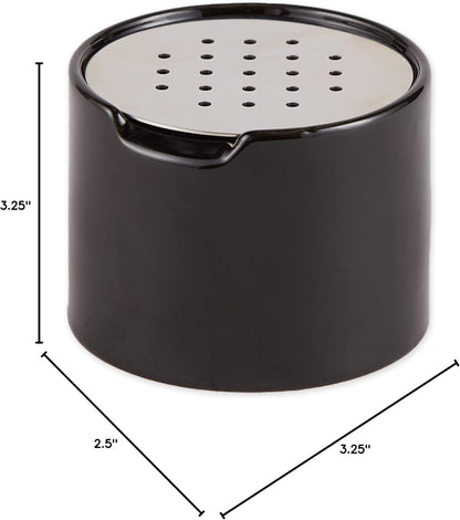 RSVP Reusable Ceramic Fruit Fly Trap for Indoors – Kitchen Fly Catcher Jar with Stainless Steel Vent Lid, Eco-Friendly & Dishwasher Safe Design, Uses Natural Vinegar Bait (Black)