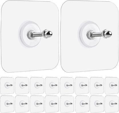 Large Adhesive Hooks for Hanging Heavy Duty 60Ib(Max) 8 Packs, Waterproof & Rustproof Wall Hangers Without Nails for Kitchen, Bathroom, Home, Office, Coat, Towel, Plant, Transparent