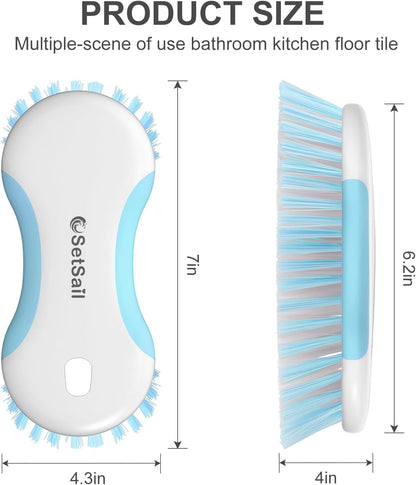 SetSail Multi-Purpose Scrub Brush of 2 Pack, Stiff Bristles Cleaning Brush with Non-Slip Grip Heavy Duty Scrub Brushes for Cleaning Bathroom Kitchen Tile Bathtub Sink, Grey