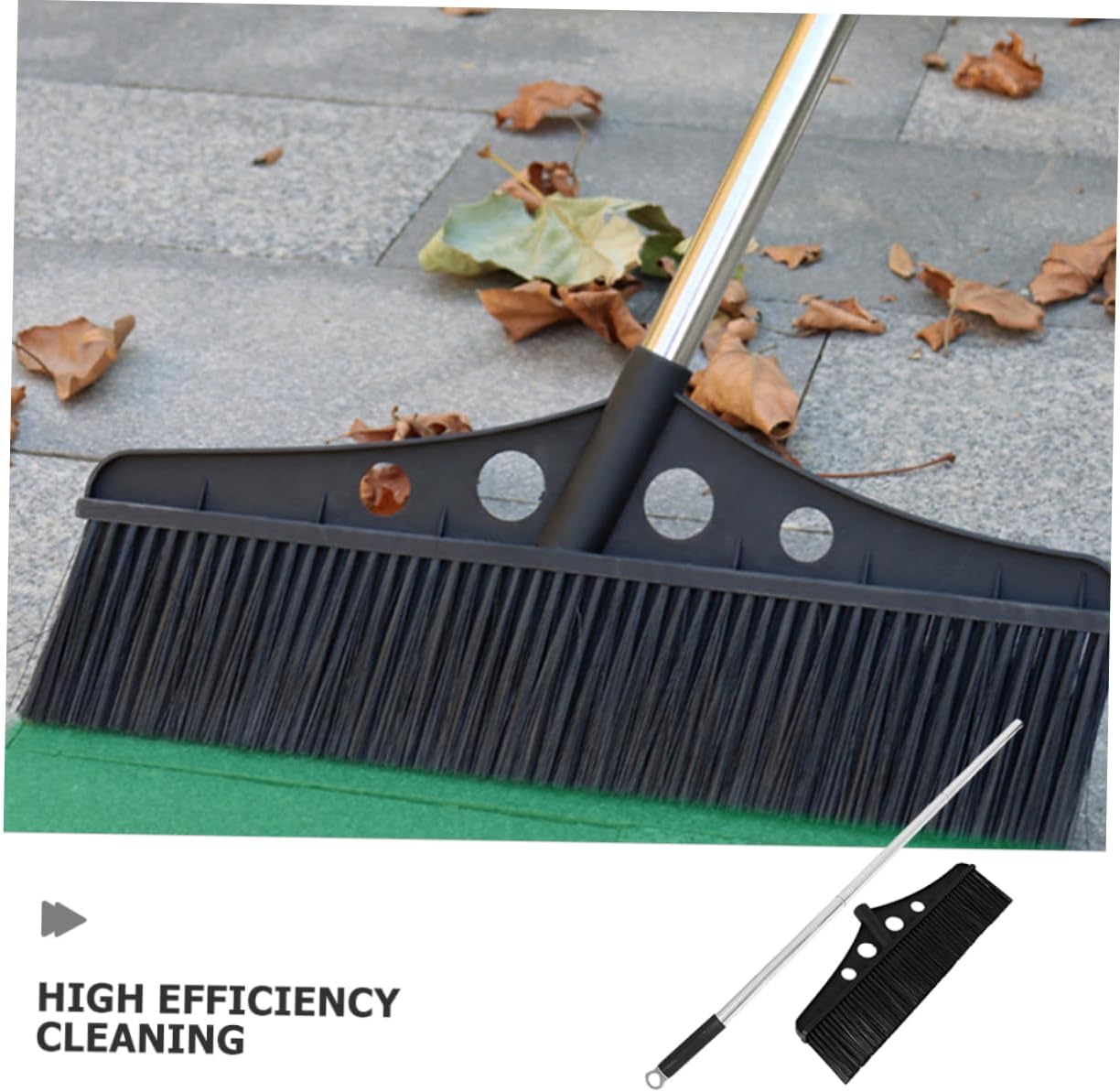 ORFOFE Heavy Duty Outdoor Broom with Handle Detachable Garden Sweeper for Patios Decks and Garages Ergonomic Grip Stainless Steel Construction Versatile for Various