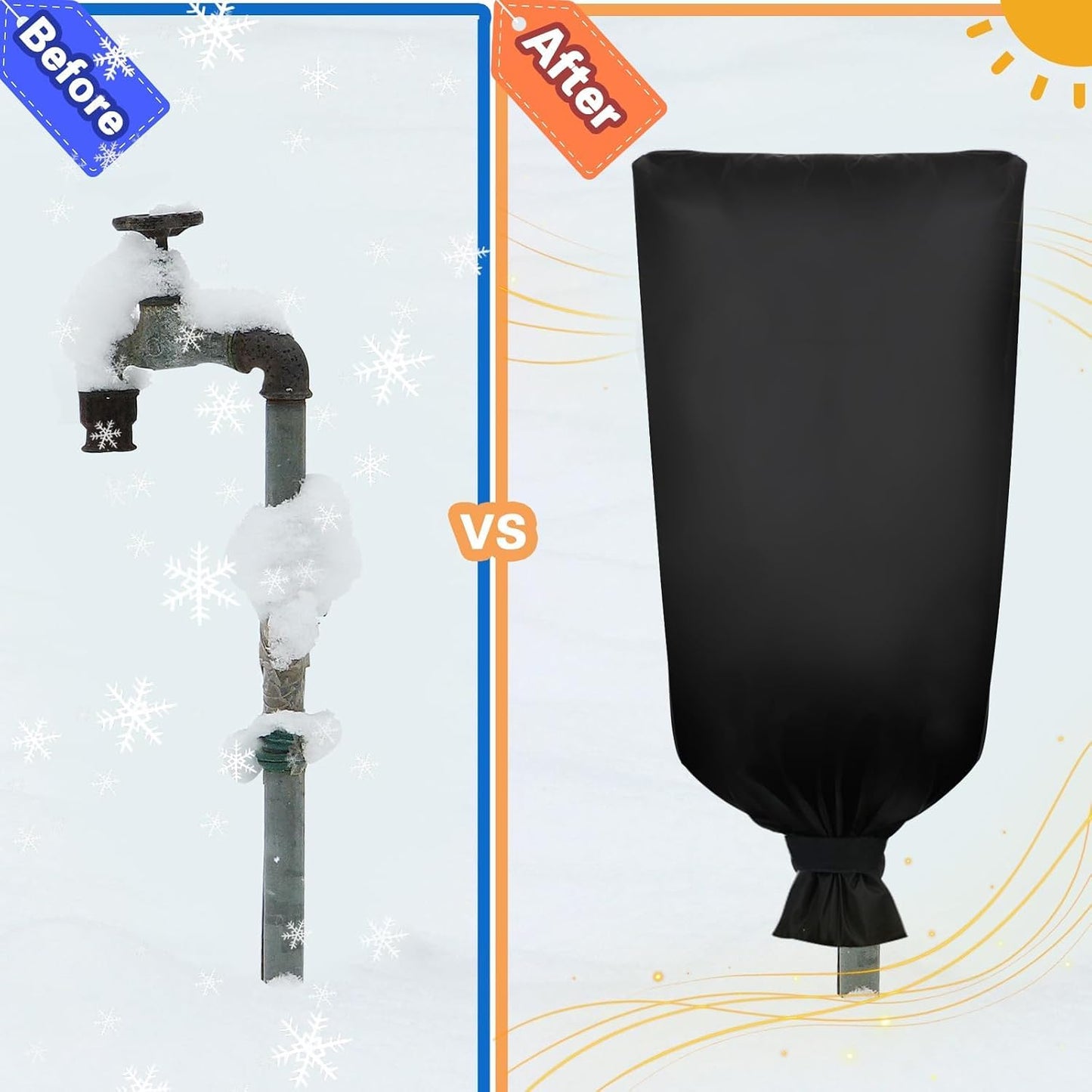 2 Pack Outdoor Faucet Cover for Winter,47" Lx21 W Large Hose Cover Socks Outside Garden Faucet Antifreeze for Freeze Protection Insulated Long Water Spigot Cover