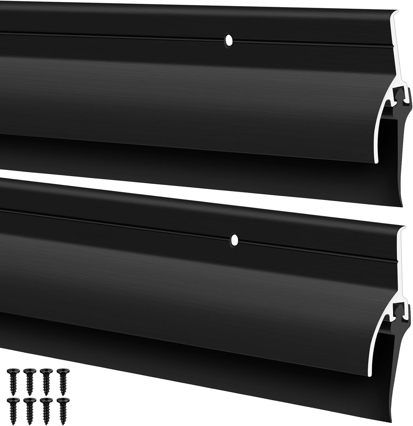 Hicarer 1 Pcs Door Bottom Sweep with Rain Drip 0.5625" W x 2" H x 36" L, Sliver Exterior Door Rain Drip Guard, Bottom Weather Stripping, Mill Finish Aluminum with Vinyl Insert