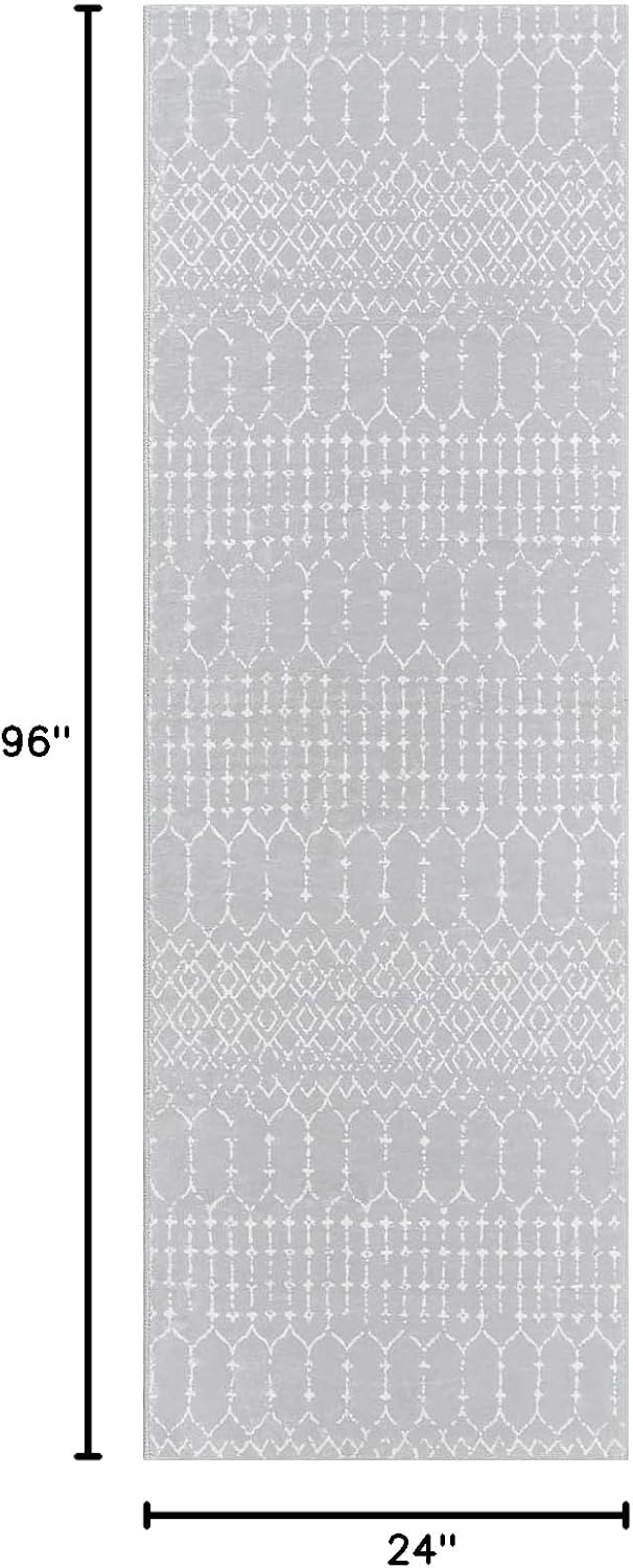 Lahome Moroccan Entry Rug 2x3, Non-Slip Washable Front Indoor Door Mat Rubber Backing Low-Profile Door Rugs, Small Geometric Print Distressed for Entryway Bathroom Kitchen, Black Hana