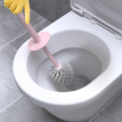 Topsky 2 Pack Compact Toilet Brush & Holder Set, Plastic Round Barrel Loo Brush with 2 Replacement Toilet Brush Head, Durable for Bathroom Toilet, Gray
