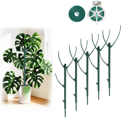 10 Pack Stackable Plant Support Stakes, 75inch Climbing Plant Sticks Structures for Monstera with Garden Ties, Durable Alternative to Moss Pole for Indoor Outdoor Plants