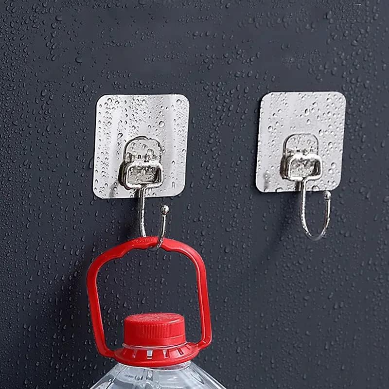 Clear Adhesive Wall Hooks, All Purpose Sticky Extra Large Transparent Heavy Duty Waterproof Rustproof Hanging Wall Hooks -10 Pack, 22lb Max