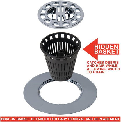 Danco Snap-in Shower Drain Cover with in-Drain Hair Catcher, 4-1/4" Round, White Strainer, (10533)
