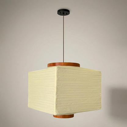 Nogy Paper Lantern Lamp Japanese Style Pendant Light - Off White Rice Hanging Paper Lamp Shade with Cord (11.5 Hardwired Square (Ceiling))