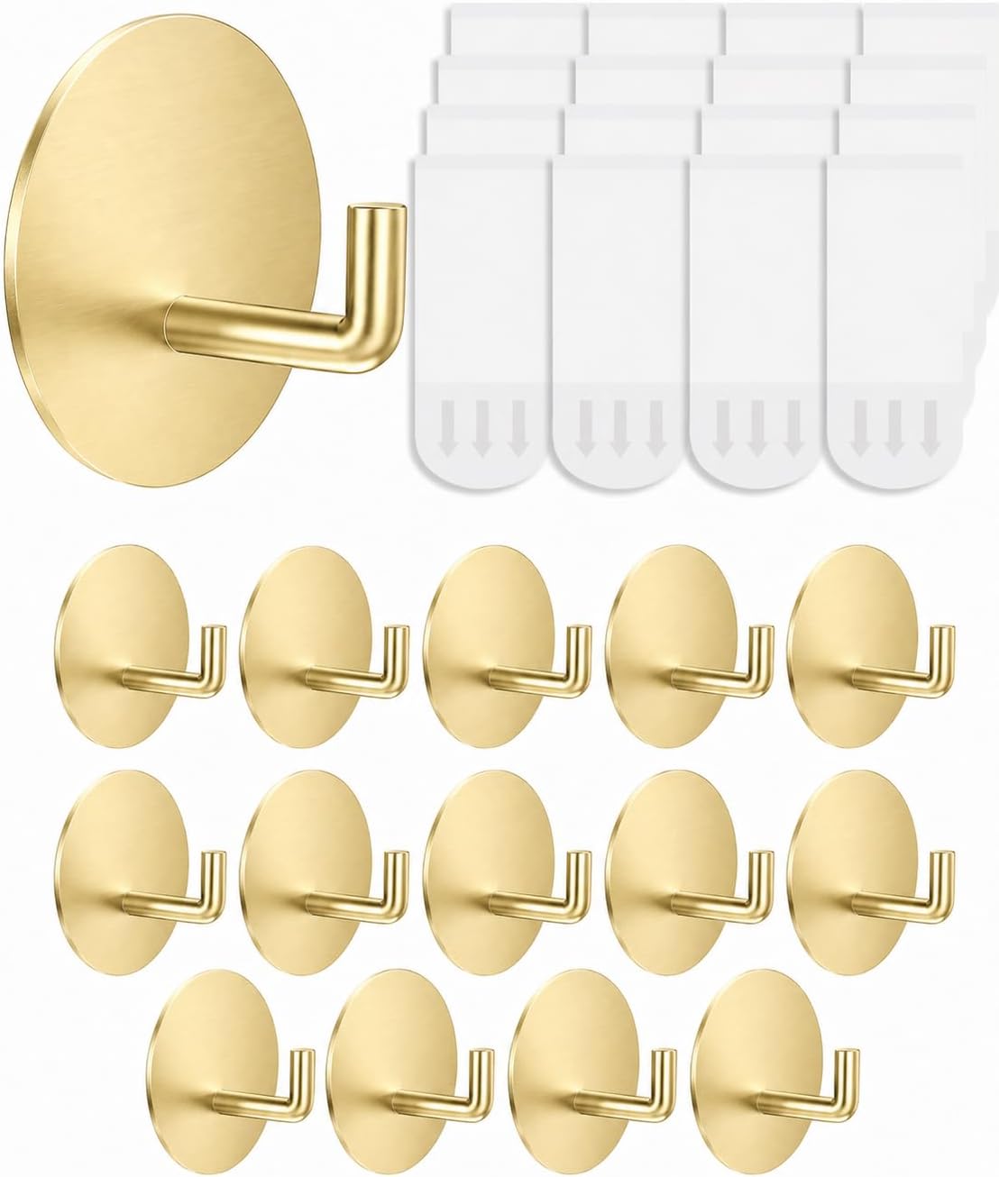Removable Towel Hooks for Bathrooms, Heavy Duty Adhesive Hooks for Walls No Damage, Black Home Storage Hooks for Inside Shower, Sticky Hooks for Hanging Robe Coat Loofah Clothes Kitchen, 14Pcs Sus304