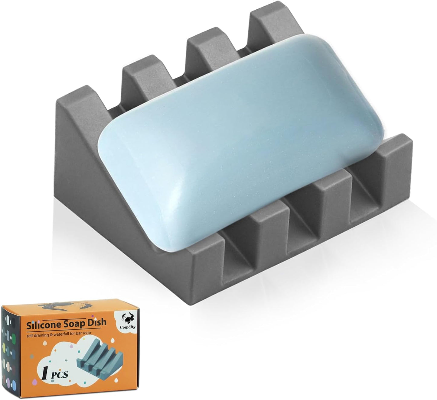 Self Draining Soap Dish Holder,Silicone Soap Dish,for Bathroom,Kitchen, Sponges，Can Extend Soap Life，Keep Soap Bars Dry and Easy Cleaning (White,1-Pack) - Colors A